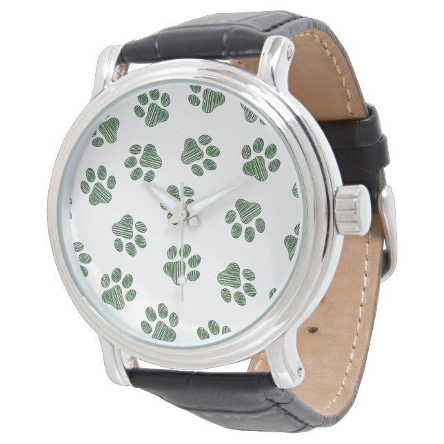 Doodle Paws, hundtassar, gröna tassar Armbandsur (Vinklad)