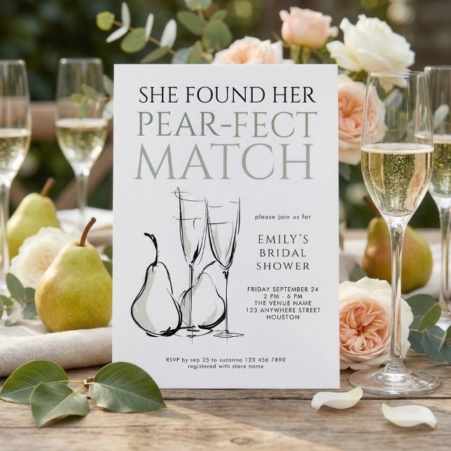 Doodle Pear-fect Match Bridal Shower Inbjudningar (Skapare uppladdad)