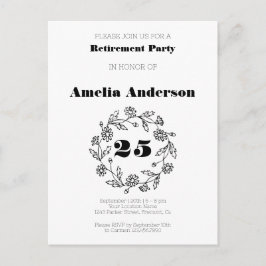 Doodle pension, modern blomsvart vykort