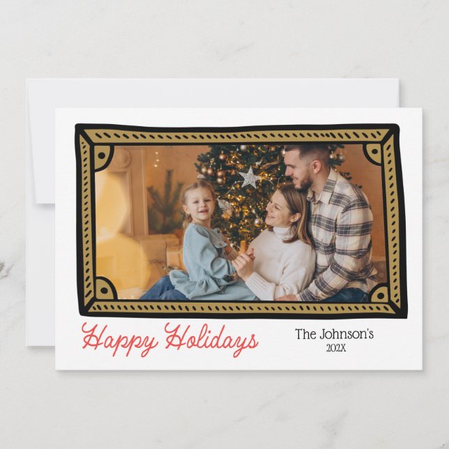 Doodle Photo Ram Photo Helgdag Card Julkort (Framsida)