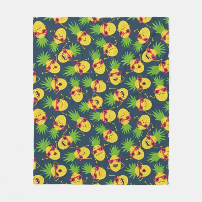 Doodle pineapples, hand plockade, sommaren mönster fleecefilt (Framsidan)