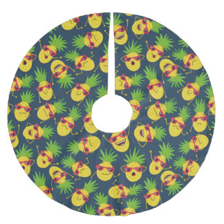 Doodle pineapples, hand plockade, sommaren mönster julgransmatta borstad polyester