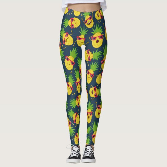 Doodle pineapples, hand plockade, sommaren mönster leggings (Framsida)