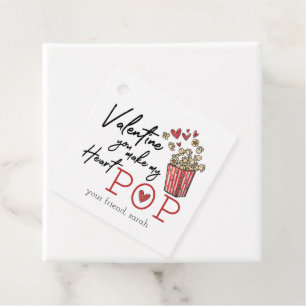 Doodle Popcorn Valentine Märkre Gåvor Etiketter