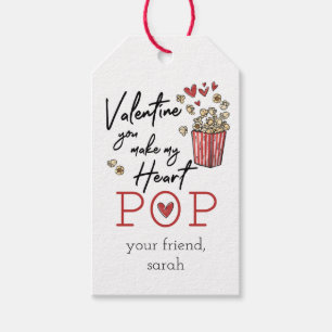 Doodle Popcorn Valentine Märkre Presentetikett