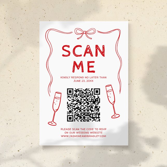Doodle QR-kod Bröllop Tilläggskort (Skapare uppladdad)