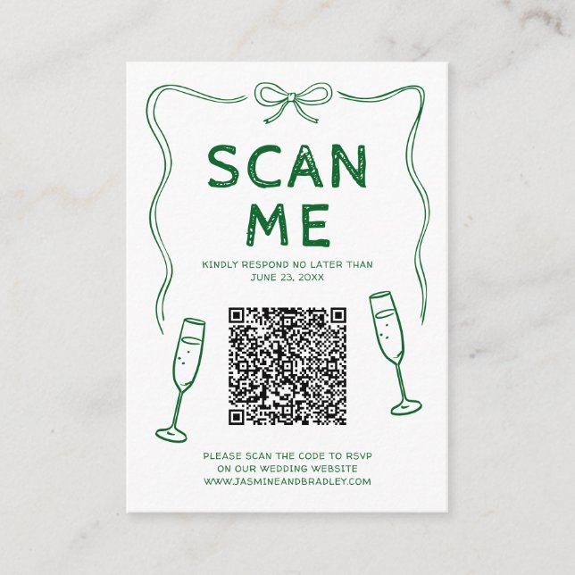 Doodle QR-kod Bröllop Tilläggskort (Framsida)