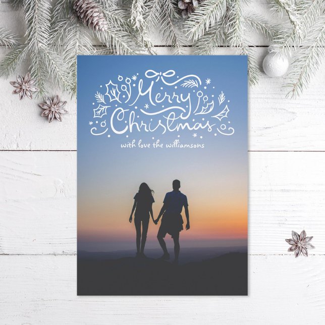 Doodle Ribbon God jul Festive Photo Julkort (Skapare uppladdad)