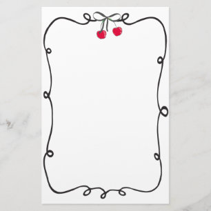 Doodle Ribbon Ram Mycket Cherry Brevpapper