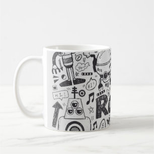 Doodle Robot Illustrator Teckning Kaffemugg