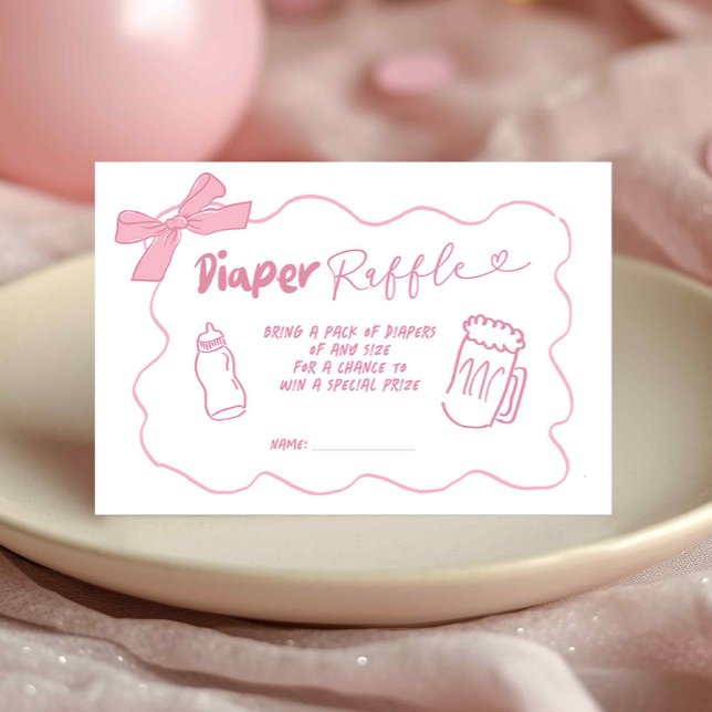 Doodle Rosa Flicka Baby Bryggs Blöja Lotteri Kort (Skapare uppladdad)