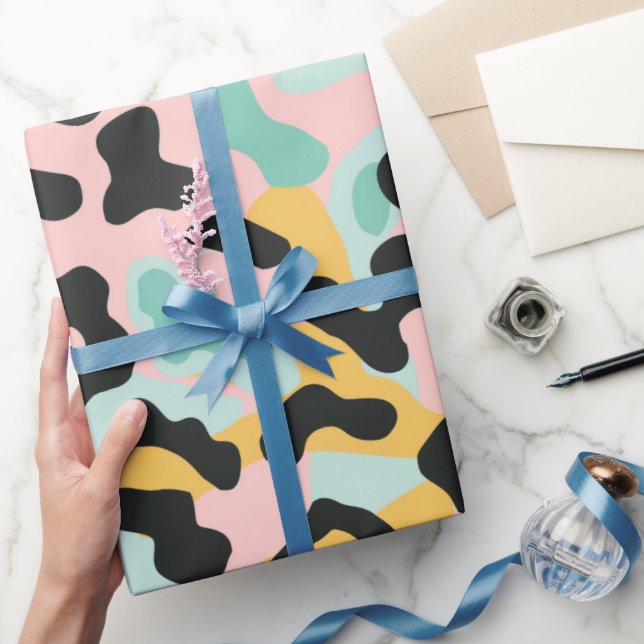 Doodle Rosa Mint Pastel Leopard Spots Presentpapper (Gifting)