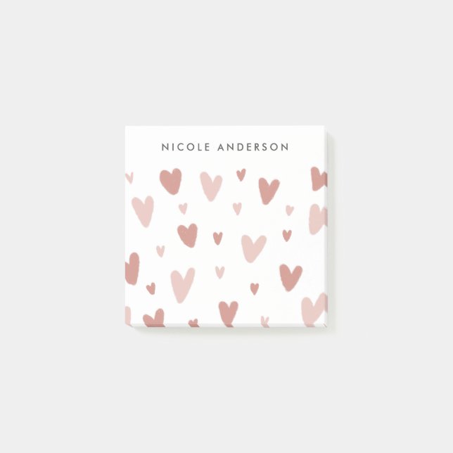 Doodle Rosa och Red Hearts Post-it Block (Framsida)