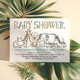Doodle Safari Baby Shower-inbjudan Inbjudningar