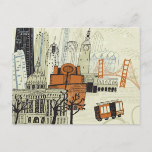 Doodle San Francisco Scene Vykort