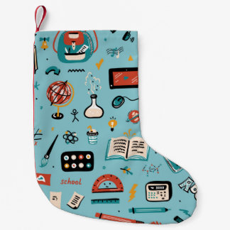 Doodle School Supplies Icons vintage Sömlös Patt Liten Julstrumpa