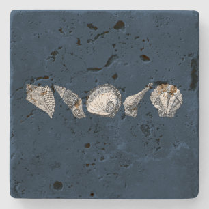 Doodle Seashells i ditt val Bakgrund Färg Stenunderlägg