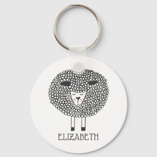 Doodle Sheep Personlig Nyckelring