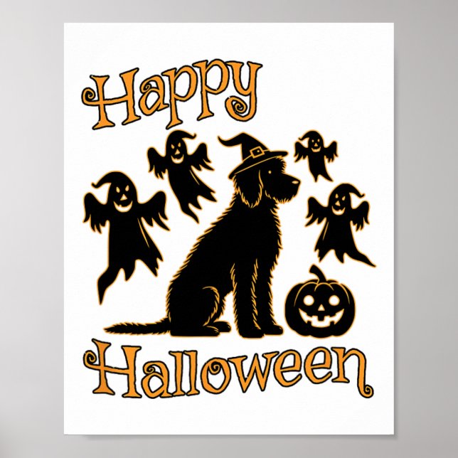 Doodle Silhouette Happy halloween Poster (Framsidan)