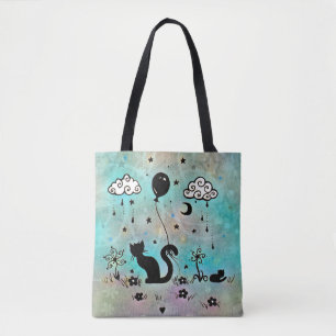 Doodle Siluett Katt Fantasykonst Molly Harrison Tygkasse