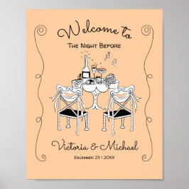 Doodle Sketch Bord stolar Funky Rehearsal Middag Poster