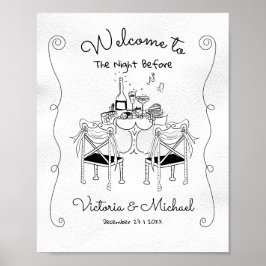 Doodle Sketch Bord stolar Funky Rehearsal Middag Poster