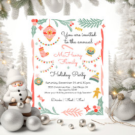 Doodle Sketch Funky Julfest jul Inbjudningar