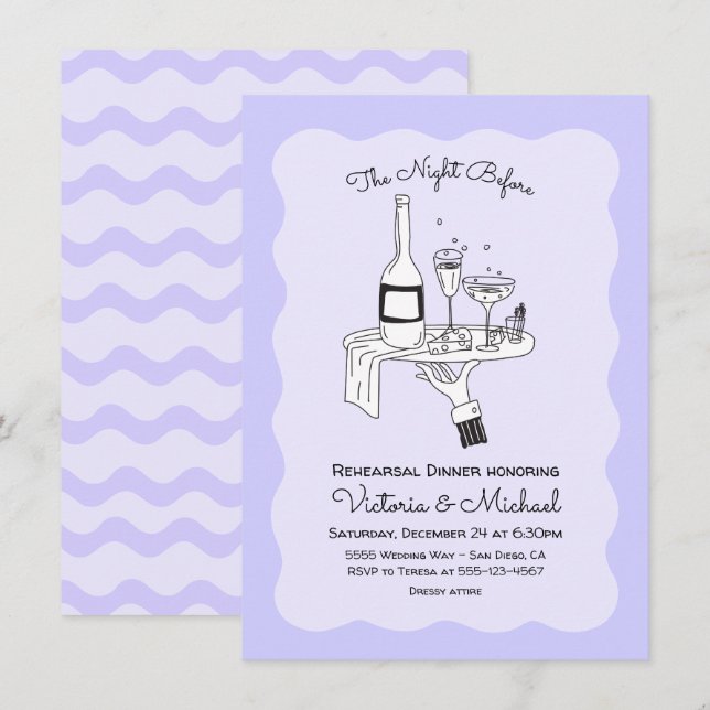 Doodle Sketch Funky Rehearsal Middag Inbjudningar (Fram/baksida)