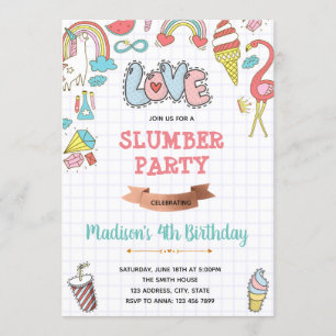 Doodle slumpar party födelsedagsinbjudan inbjudningar