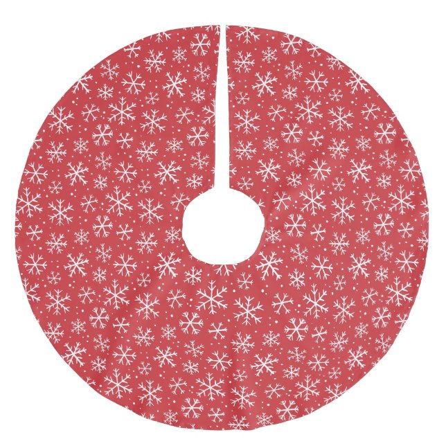 Doodle snöflingemönster – vinter jul julgransmatta borstad polyester (Framsidan)