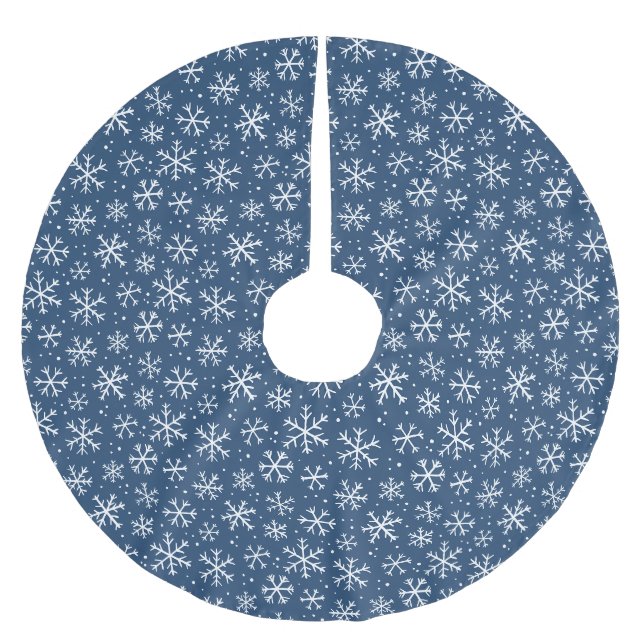 Doodle snöflingemönster – vinter jul julgransmatta borstad polyester (Framsidan)