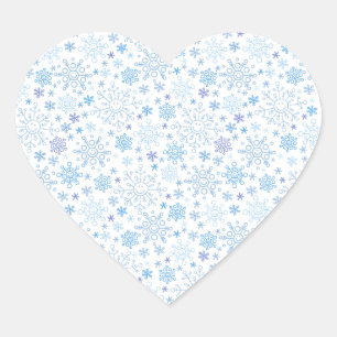 Doodle Snowflake på vit bakgrund Hjärtformat Klistermärke