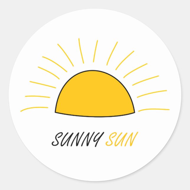 Doodle söt sol Sticker Runt Klistermärke (Framsida)