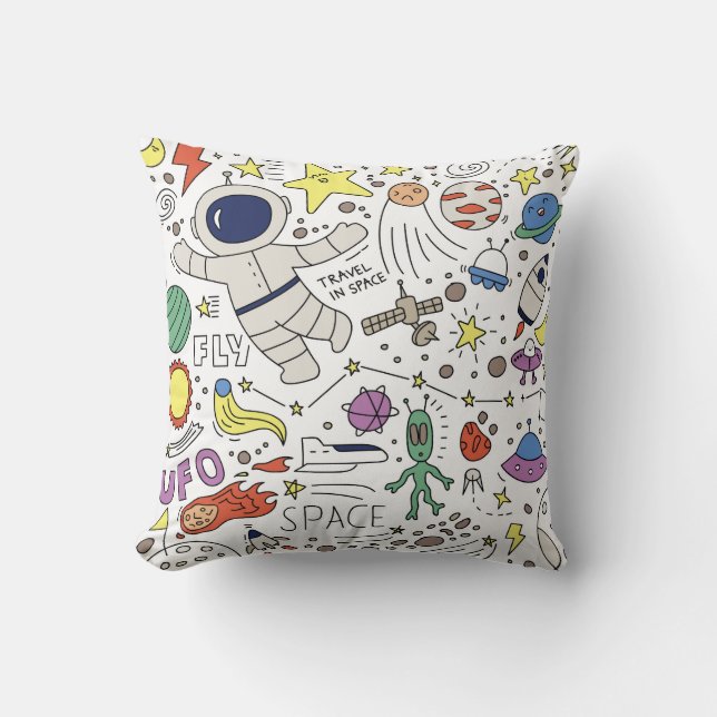 Doodle stil, illustration av rymdtemat. kudde (Framsida)