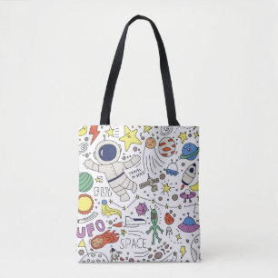 Doodle stil, illustration av rymdtemat. tygkasse