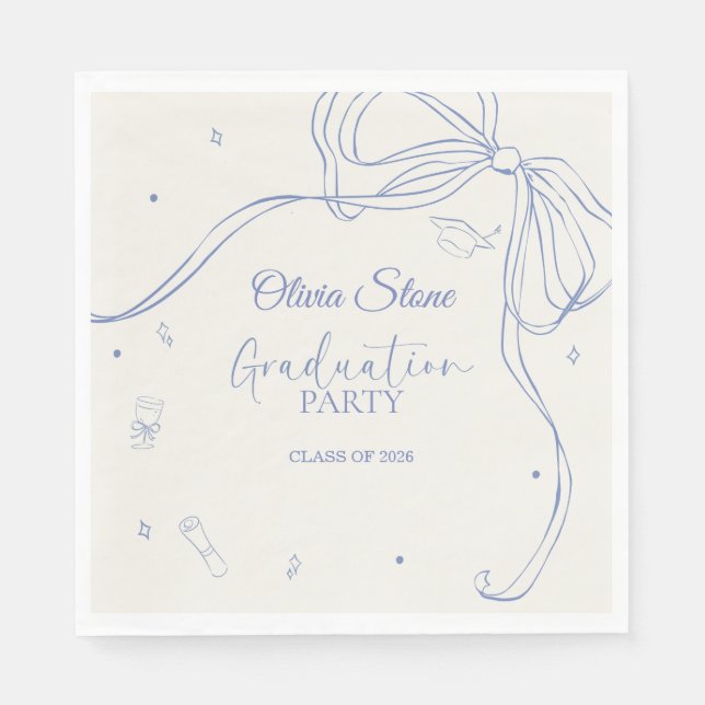 Doodle stil Senior Examen Födelsedagsfest Handrita Pappersservett (Framsidan)