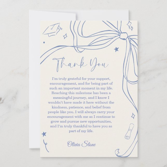 Doodle Style Senior Graduation Party Hand Drawn Tack Kort (Framsida)