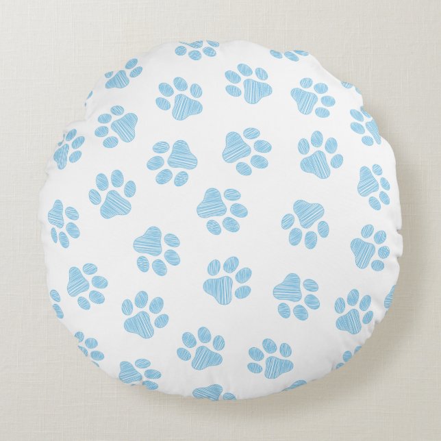 Doodle Tassar, Hund, Tassar, Baby blue Tassar Rund Kudde (Framsidan)