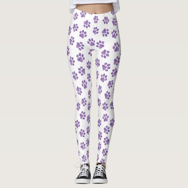 Doodle Tassar, Hund, Tassar, Lila Tassar Leggings (Framsida)