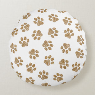 Doodle Tassar, Hund, Tassar, Orange Guld Tassar Rund Kudde
