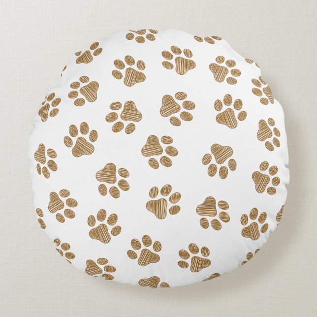 Doodle Tassar, Hund, Tassar, Orange Guld Tassar Rund Kudde (Framsidan)