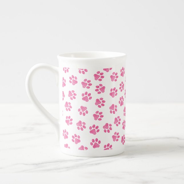 Doodle Tassar, Hund, Tassar, Rosa Tassar Benporslin Mugg (Vänster)