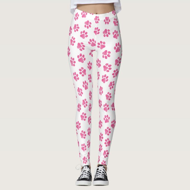 Doodle Tassar, Hund, Tassar, Rosa Tassar Leggings (Framsida)