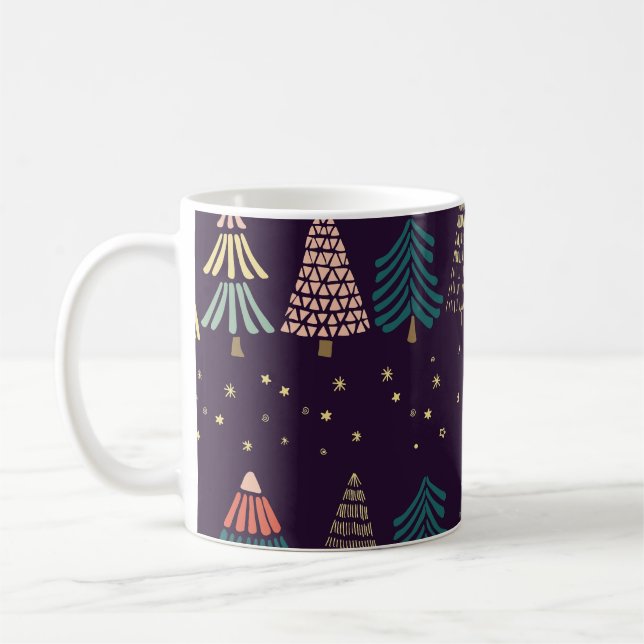 Doodle träd, stjärnor, mörk blått. kaffemugg (Vänster)