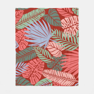 Doodle Tropical Löv: Mörk Hand Drawn Fleecefilt