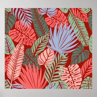 Doodle Tropical Löv: Mörk Hand Drawn Poster