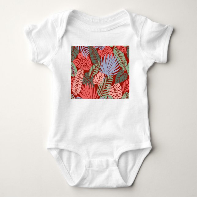 Doodle Tropical Löv: Mörk Hand Drawn T Shirt (Framsida)