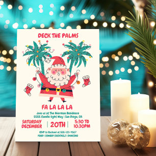 Doodle Tropical Santa Deck i Handflatan jul Inbjudningar