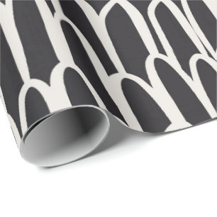 Doodle vågor mudcloth mod geometrisk enkel svart presentpapper