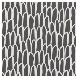 Doodle vågor mudcloth mod geometrisk enkel svart tyg